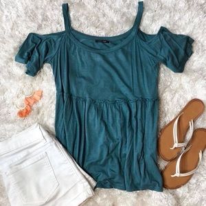 Dark Teal Open Shoulder Shirt